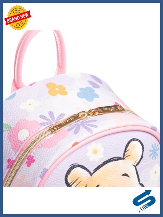 Winnie the Pooh Mini Backpack - Faux Leather, Vegan Leather, Adjustable Straps,